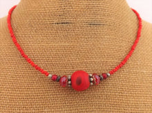 Load image into Gallery viewer, Red & Black Koru Kathryn Design Handmade bead necklace