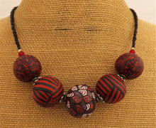 Load image into Gallery viewer, Red & Black Kathryn Design 5 Bead Chunky Necklace
