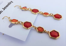 Load image into Gallery viewer, Gold Tone Long Sparkly Drop Earrings (4x colour options)