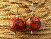 Load image into Gallery viewer, Red & Pink Koru Kathryn Design Bead Earrings on Sterling Silver hooks