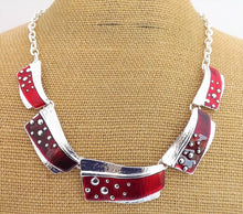 Load image into Gallery viewer, Red & Silver Tone Collar Necklace