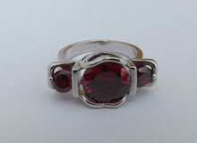 Load image into Gallery viewer, Red & Silver Tone Costume Ring (size 7)