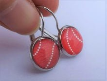 Load image into Gallery viewer, Red & White Pattern - Dome Earrings