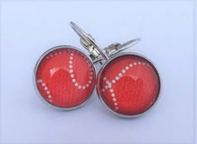 Load image into Gallery viewer, Red & White Pattern - Dome Earrings