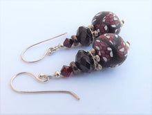 Load image into Gallery viewer, Red, White & Black Kathryn Design Bead Earrings on Sterling Silver Hooks