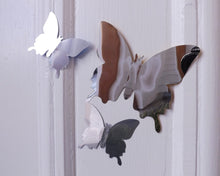 Load image into Gallery viewer, 12x Reflective Gold Metallic Mirror Effect Silver 3D Butterfly Wall Decals