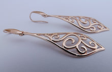 Load image into Gallery viewer, Silver Tone FIligree Style Drop Earrings (silver or rose gold)