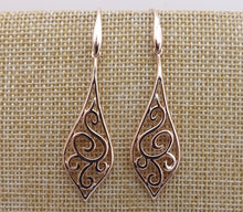 Load image into Gallery viewer, Silver Tone FIligree Style Drop Earrings (silver or rose gold)