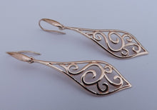 Load image into Gallery viewer, Silver Tone FIligree Style Drop Earrings (silver or rose gold)