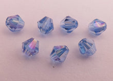 Load image into Gallery viewer, 40pcs Cobalt Blue AB Lustre Glass Bicones 4mm Beads - rbab