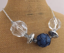 Load image into Gallery viewer, Royal Blue & Clear Chunky Kathryn Design Chunky 5 Bead Necklace
