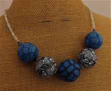 Load image into Gallery viewer, Royal Blue & White Kathryn Design 5 Bead Chunky Necklace