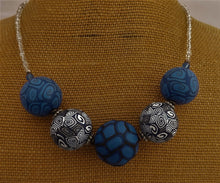 Load image into Gallery viewer, Royal Blue & White Kathryn Design 5 Bead Chunky Necklace