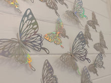 Load image into Gallery viewer, 12x Metallic Effect Cutout Filigree Style Butterfly 3D Wall Decals