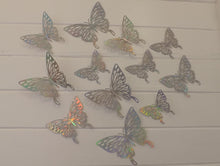 Load image into Gallery viewer, 12x Metallic Effect Cutout Filigree Style Butterfly 3D Wall Decals