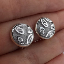 Load image into Gallery viewer, Silver Sparkly Floral Clip on Earrings