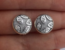 Load image into Gallery viewer, Silver Sparkly Floral Clip on Earrings