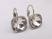Load image into Gallery viewer, Faceted Square Earrings on Lever Back Hooks for Pierced Ears (multiple colour options)