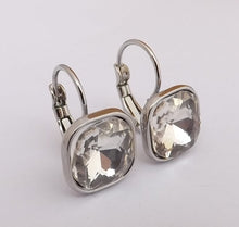 Load image into Gallery viewer, Faceted Square Earrings on Lever Back Hooks for Pierced Ears (multiple colour options)