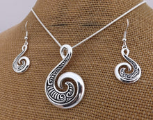 Load image into Gallery viewer, Koru Hook Pendant Necklace & Earrings (Silver or Gold)