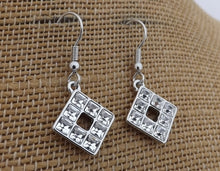 Load image into Gallery viewer, Silver Tone Rhinestone Drop Earrings