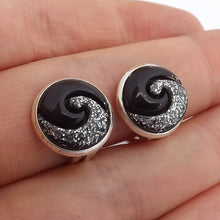 Load image into Gallery viewer, Silver & Black Koru Handmade Clip on Earrings