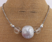 Load image into Gallery viewer, Silver & White Handmade Kathryn Design Bead Necklace