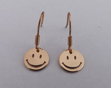 Load image into Gallery viewer, Small Smiling Face Drop Earrings (gold or silver)