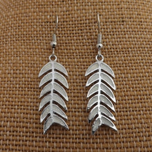 Load image into Gallery viewer, Sparkly White & Silver Tone Fern Earrings