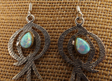 Load image into Gallery viewer, Sterling Silver & Opal Artisan Designer Drop Earrings