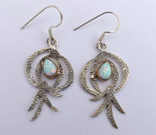 Load image into Gallery viewer, Sterling Silver & Opal Artisan Designer Drop Earrings