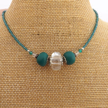 Load image into Gallery viewer, Teal Polymer & Clear Glass Handmade Bead Necklace