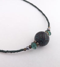 Load image into Gallery viewer, Teal, Blue & Black Handmade Kathryn Design bead necklace