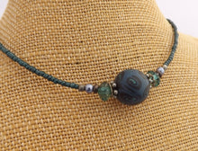 Load image into Gallery viewer, Teal, Blue & Black Handmade Kathryn Design bead necklace