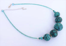Load image into Gallery viewer, Teal, Blue & Black Koru Chunky Kathryn Design 5 Bead Necklace