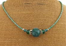 Load image into Gallery viewer, Teal & Green Kathryn Design Handmade bead necklace
