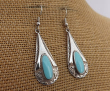 Load image into Gallery viewer, Turquoise Blue & Sterling Silver Plated Drop Earrings
