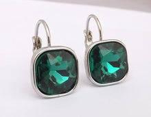Load image into Gallery viewer, Faceted Square Earrings on Lever Back Hooks for Pierced Ears (multiple colour options)