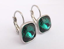 Load image into Gallery viewer, Faceted Square Earrings on Lever Back Hooks for Pierced Ears (multiple colour options)