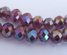 Load image into Gallery viewer, 6x8mm Warm Purple AB Lustre Crystal Rondelle Beads