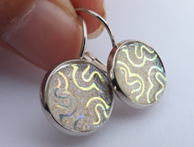 Load image into Gallery viewer, White AB Lustre Squiggle on Lever Back Hooks