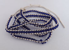 Load image into Gallery viewer, White Cord & Dark Blue Bead Long Strand Bracelet