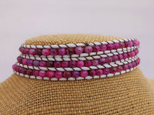 Load image into Gallery viewer, White Cord & Pink Bead Long Strand Bracelet