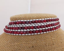Load image into Gallery viewer, White Cord & Pink Bead Long Strand Bracelet