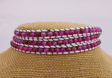 Load image into Gallery viewer, White Cord & Pink Bead Long Strand Bracelet