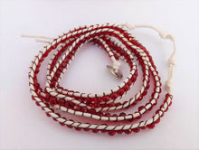 Load image into Gallery viewer, White Cord & Red Bead Long Strand Bracelet