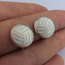 Load image into Gallery viewer, White Glittery Stripes Clip on Earrings