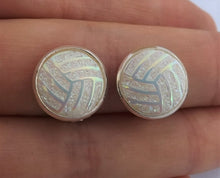 Load image into Gallery viewer, White Glittery Stripes Clip on Earrings