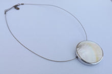 Load image into Gallery viewer, White Mother of Pearl & Silver Tone Round Pendant Necklace