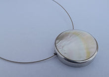 Load image into Gallery viewer, White Mother of Pearl & Silver Tone Round Pendant Necklace